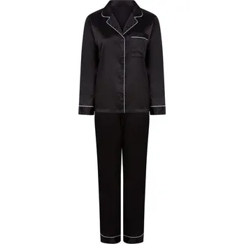 Dámské noční prádlo Towel City Dámské saténové dlouhé pyžamo TC055BLK