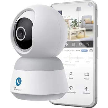 Sada domovního alarmu Vnitřní WiFi kamera NIVIAN 2K 4MP, 360° záběr s AI a automatickým sledováním, obousměrným zvukem a