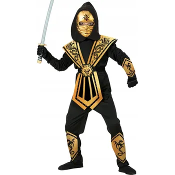 Karnevalový kostým KOSTÝM NINJA BOJOVNÍK ZLATÝ DRAK KARNEVAL 158
