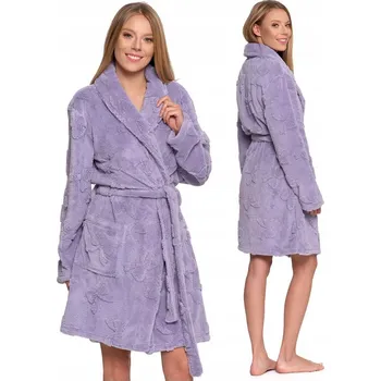 Dámský župan TEPLÝ DÁMSKÝ ŽUPAN MĚKKÝ PLYŠOVÝ NA ZAVAZOVÁNÍ KE KOLENŮM MORAJ XL