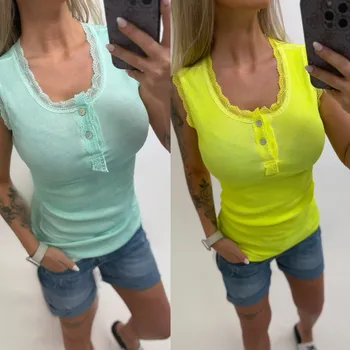 Tílko s krajkou GLOW Barva: Neon žlutá