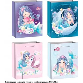 Dárková taška Ouda Party - Velká dárková taška mořská panna se třpytkami