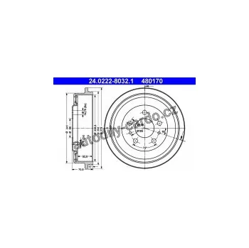 Brzdový buben Brzdový buben ATE 24.0222-8032 (AT 480170) - RENAULT