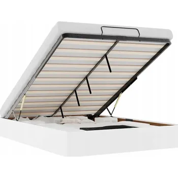 Postel Bílý rám postele s úložným prostorem a hydraulickým mechanismem, 203 x 140 x 23,5 cm