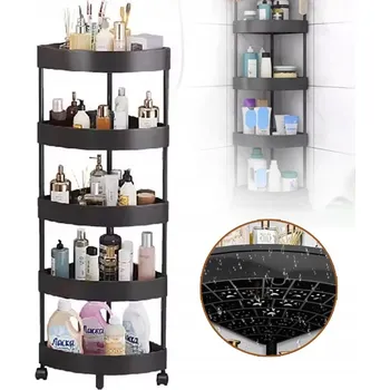 Obývací pokoj 5 POLICOVÝ ROHOVÝ REGÁL DO KOUPELNY POD SPRCHU STOJÍCÍ ORGANIZÉR