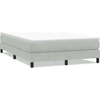 Postel Kontinentální postel světle šedá 213 x 143 x 25 cm, sametová