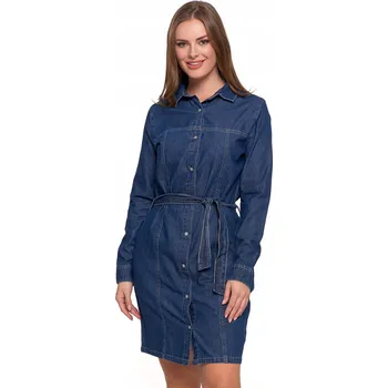 Dámské šaty ŠATY dámské džínové košilové šaty ke kolenům rozepínací MORAJ S