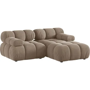 Pohovka Micadoni Tmavě béžová sametová rohová pohovka Bellis 188 cm, pravá