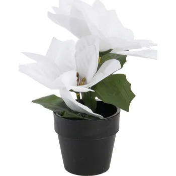 Home Styling Collection Umělá betlémská hvězda v květináči, výš, 18 cm, bílá