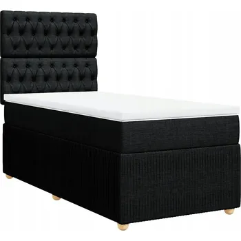 Postel Kontinentální postel černá 200 x 100 x 140,5/150,5 cm s matrací a topperem