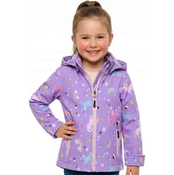 KUGO DÍVČÍ ZATEPLENÁ SOFTSHELLOVÁ BUNDA HB8630 Barva: Fialková/jednorožci, Velikost: 104