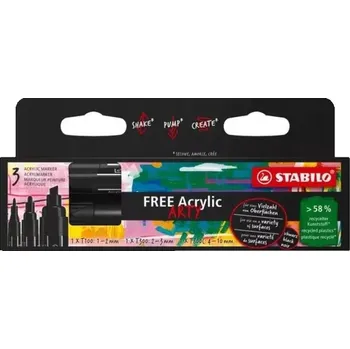 Akrylový fix černý Stabilo 3 ks