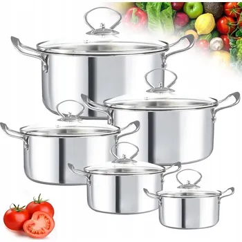 Sada nádobí Sada hrnců PÁNEV POKLICE Ocelová 5 ks