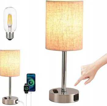 Lampička NOČNÍ LAMPA STOLNÍ LAMPA LOFT RETRO E27 DO LOŽNICE SE 2X USB ZÁSUVKOU