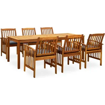 Zahradní sestava vidaXL 7dílný zahradní jídelní set s poduškami masivní akáciové dřevo [3058092] Barva: Tmavě šedá