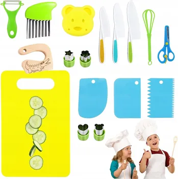 Kuchyňský nůž SADA BEZPEČNÝCH KUCHYŇSKÝCH DOPLŇKŮ PRO DĚTI, SADA 17 KS