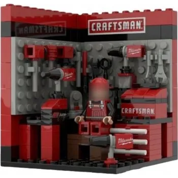 ostatní stavebnice STAVEBNICE DÍLNA CRAFTSMAN & MILWAUKEE MINI SADA S NÁŘADÍM A POSTAVIČKOU