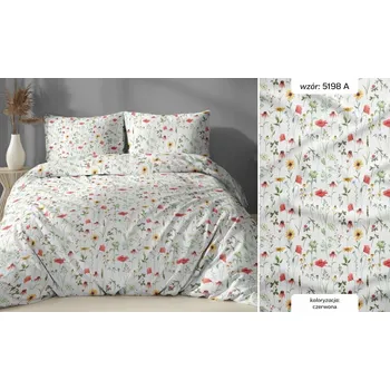 Povlečení Povlečení bavlněné 160x200 louka červená se zapínáním na zip KARO Bavlna Max