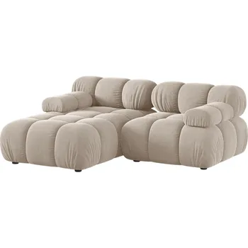 Pohovka Micadoni Béžová sametová rohová pohovka Bellis 188 cm, levá