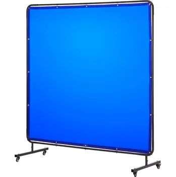 Příslušenství ke svářečce VEVOR Svářecí zástěna 174x174 cm s 6stupňovou UV ochranou a modrým rámem