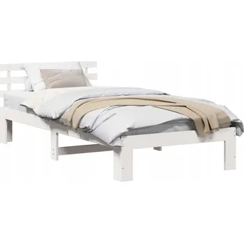 Postel Bílý rám postele z masivního borovicového dřeva 90 x 190 cm