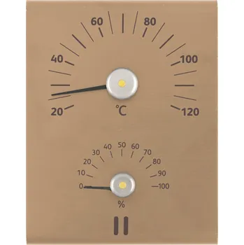 Rento Saunový teploměr a vlhkoměr hliníkový champagne