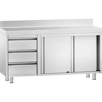 Dílenský stůl vasegastro Nerezový pracovní stůl se skříňkou a zásuvkami vlevo 140x60x85cm