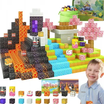 ostatní stavebnice STAVEBNICE KOSTKY PIXELOVÉ BLOKY ŠESTIHRANY SILNÉ 79 KOSTEK 2 POSTAVIČKY