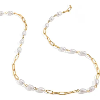 Náhrdelník ELENYS Nacre Link – pozlacený náhrdelník 18K žluté zlato Délka: 61 cm