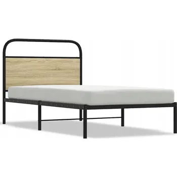 Postel Kovový rám postele s čelem dub sonoma 196 x 95 x 100 cm