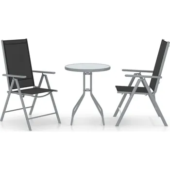 Zahradní sestava vidaXL 3dílný balkonový set hliník a textilen [3070652] Barva: Stříbrná