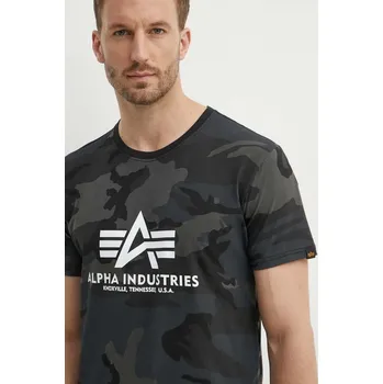 Pánské tričko Bavlněné tričko Alpha Industries Basic T-Shirt Camo 100501C.125 černá 99A, vel. XXXL