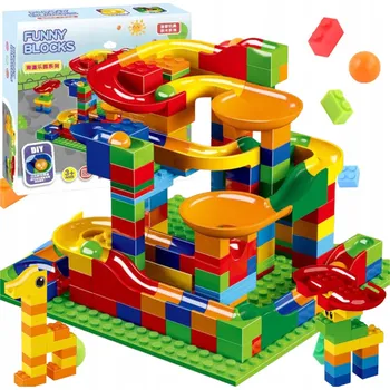 ostatní stavebnice STAVEBNICE KULIČKOVÁ DRÁHA SJEZDOVKA PRO DĚTI EDUKAČNÍ LABYRINT SADA 168 dílů