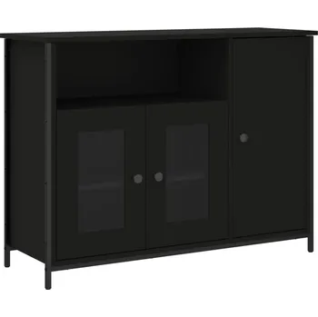 Komoda Černá skříňka z materiálu na bázi dřeva 100 x 35 x 75 cm s nastavitelnými nožičkami