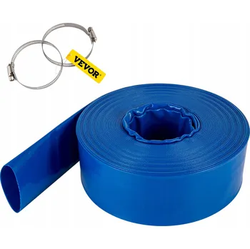 Zahradní hadice VEVOR Plochá hadice 32 m, PVC vypouštěcí hadice pro bazény a dopravu vody, modrá