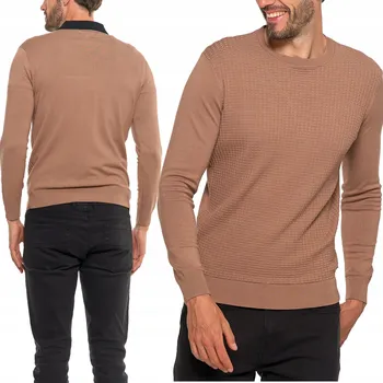 Pánský svetr Pánský svetr klasického střihu s kulatý výstřihem, viskóza, značka Moraj, Mokka - XL