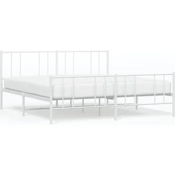 Postel Bílý kovový rám postele 207 x 187 x 90 cm s úložným prostorem