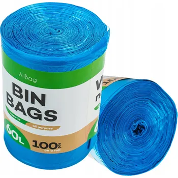 Pytle na odpadky Pytel na odpadky Allbag 60 l modrý 100 ks extra silný se stahovacími uchy