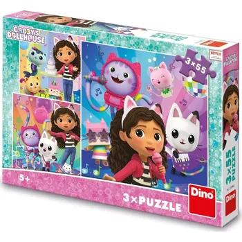 Puzzle Dino Gabby's Dollhouse Oslava 3x 55 dílků