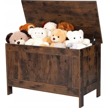 VEVOR Dětská skříňka dřevěná hnědá, lavice s úložným prostorem do obývacího pokoje