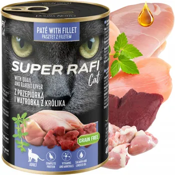 Krmivo pro kočku SUPER RAFI Cat Mokré krmivo pro kočky – Křepelka 400g