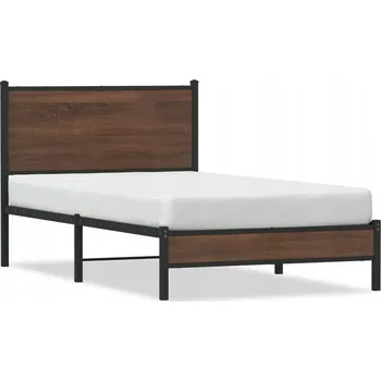 Postel Kovový rám postele, hnědý dub, 207 x 105 x 91,5 cm