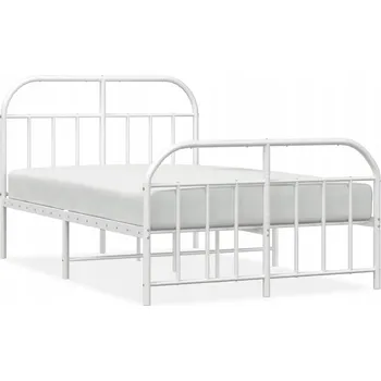 Postel Bílý rám postele z kovu, 196 x 125 x 100 cm s čelem
