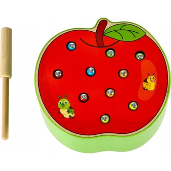 Dřevěná hračka Chyť Červa Dovednostní Hra Pro Děti Dřevěné Jablko Housenka