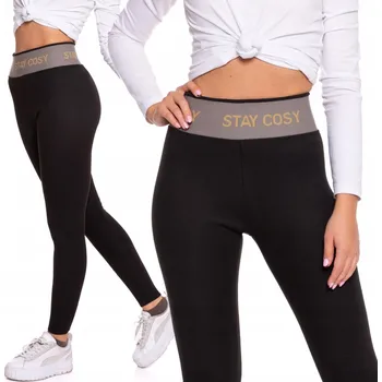 Dámské legíny Dámské legíny Moraj černé klasické s vysokým pasem zateplené L/XL