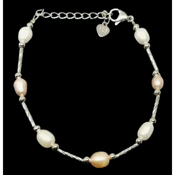 Náramek Říční perly v kombinaci s chirurgickou ocelí (tři barvy perel)