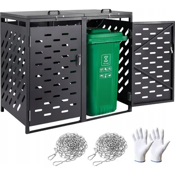 Odpadkový koš Úložný prostor na odpadkové koše Přístřešek na odpadkové koše 2 x 52,79 galonů s řetězovým víkem