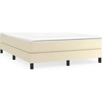 Postel Rám postele 203 x 140 x 25 cm krémový z umělé kůže