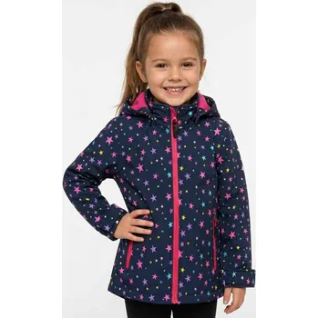 DÍVČÍ ZATEPLENÁ SOFTSHELLOVÁ BUNDA S FLEECEM Barva: Tmavě modrá/hvězdy, Velikost: 98