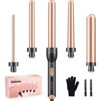 Kulma BESTOPE MIX, sada keramických kulem 5 v 1 s různými nástavci pro velké i malé lokny, 9–32 mm,